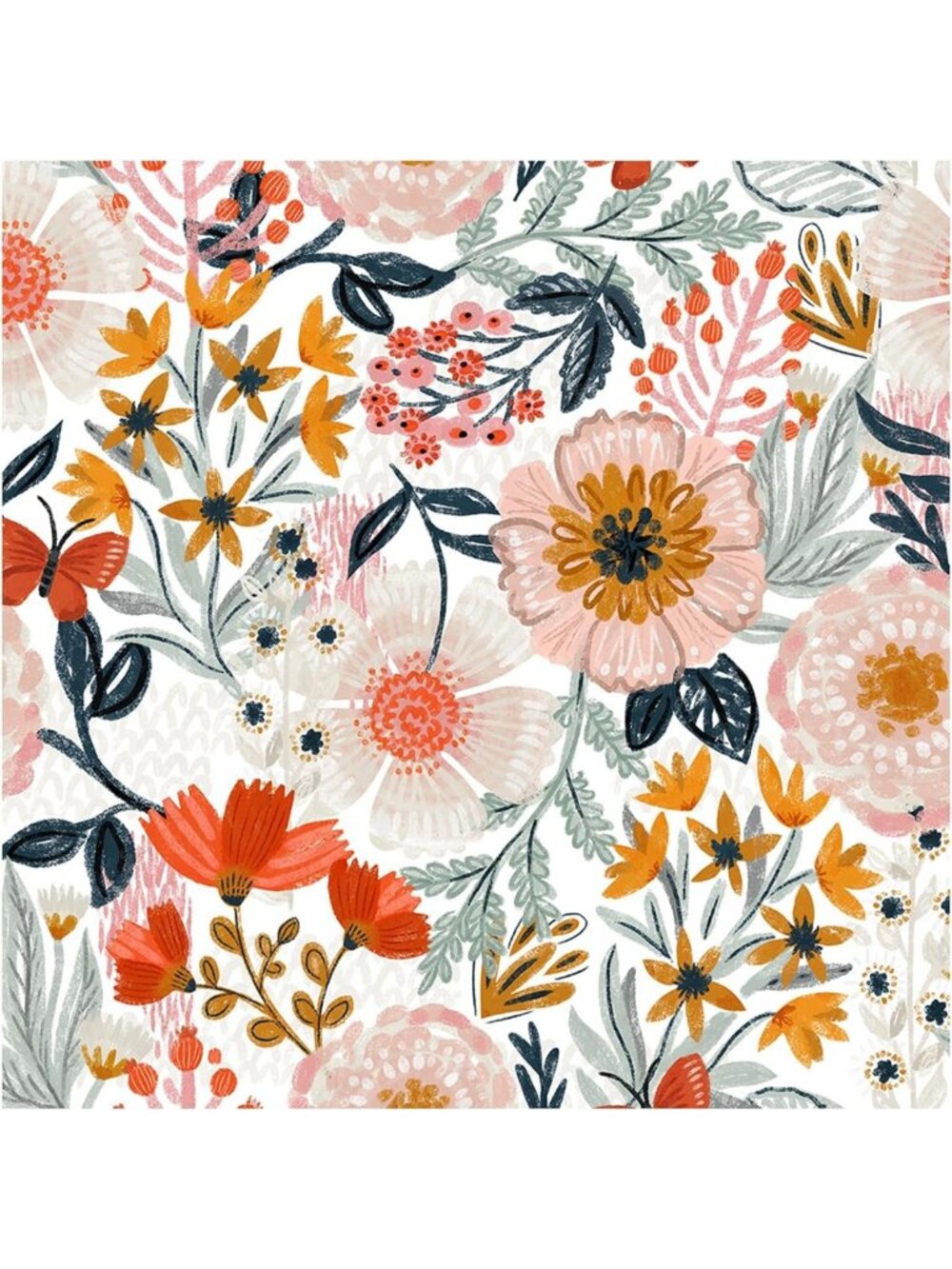 Pink Floral Peel and Stick Wallpaper - Botanical Design, 17.3in x 32.8ft Roll